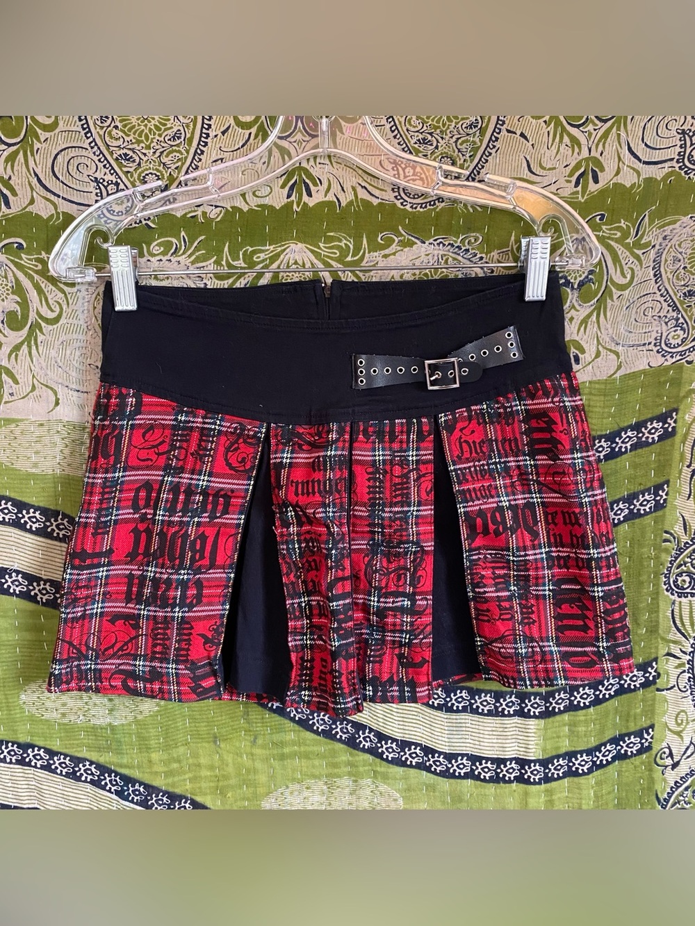 Vintage Y2K Blest Red/ Black Plaid Goth Punk Harjuku Schoolgirl Mini Skirt Small